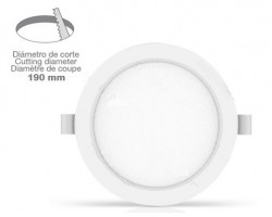 Downlight LED Redondo 222mm Blanco 18W 2100Lm, Corte 190mm. Ideal para Techos Lamas
